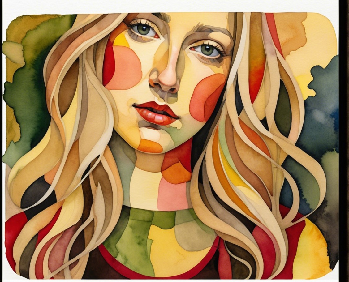 Watercolor Portrait of a Young Woman with Vibrant Colors