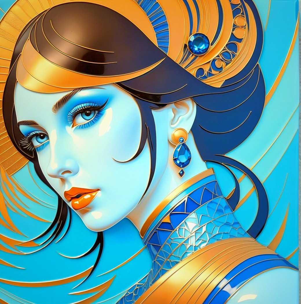 Portrait of a Woman with Elegant Hairstyle and Colors