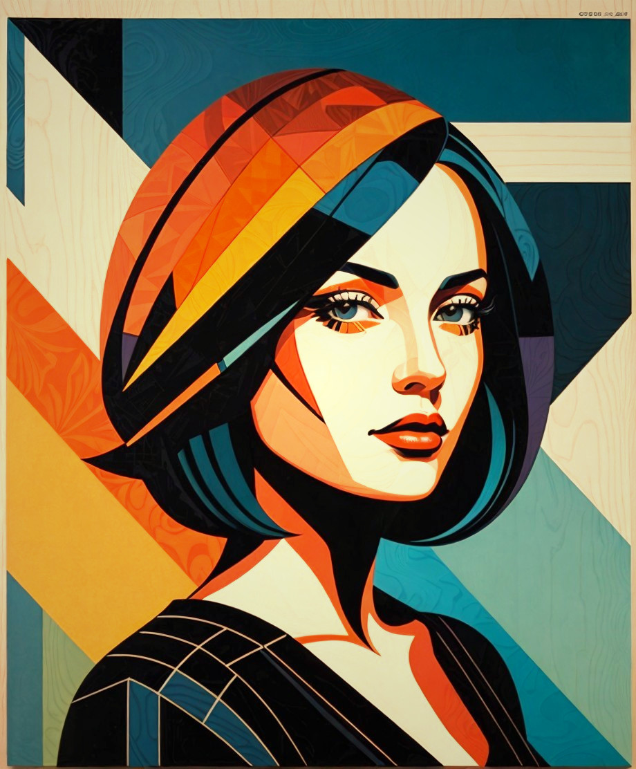 Stylized Portrait of a Woman with Bold Colors