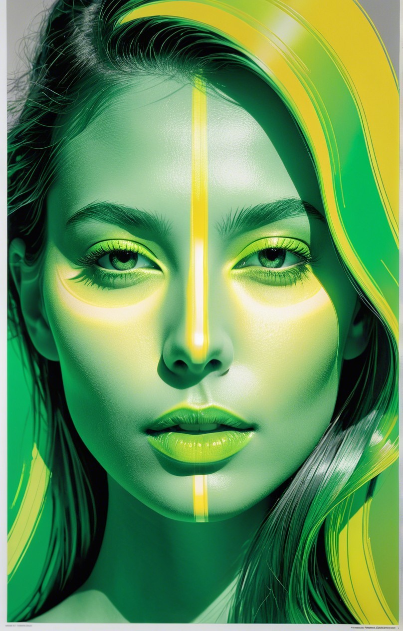 Portrait of a Woman with Vibrant Green and Yellow Hues