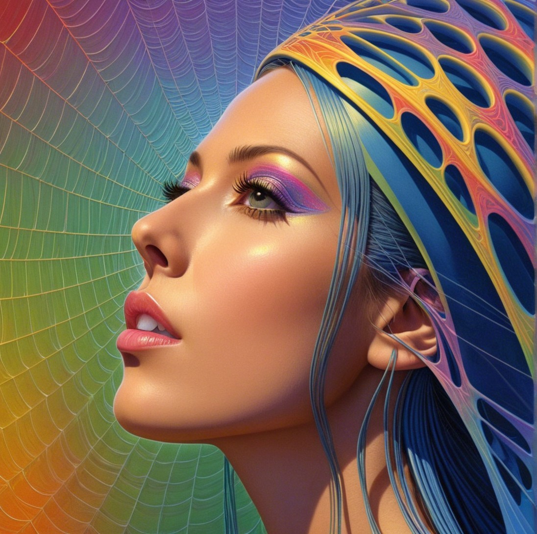 Close-Up of Vibrant Makeup and Colorful Headpiece