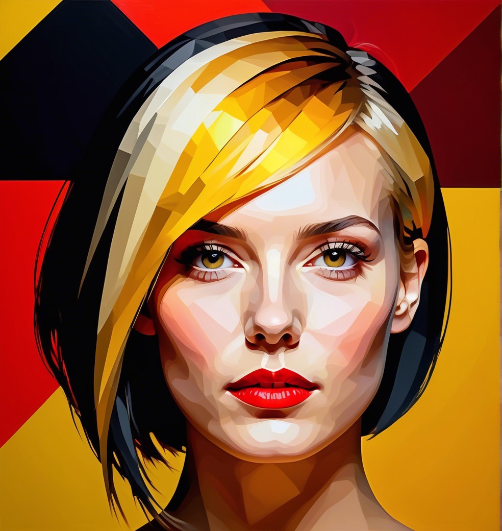 Geometric Portrait of a Woman in Vibrant Colors