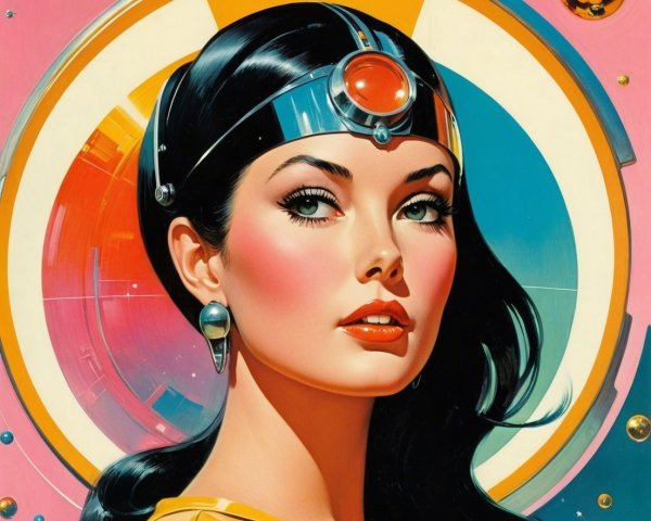 Retro-Futuristic Woman in Vibrant Yellow Outfit