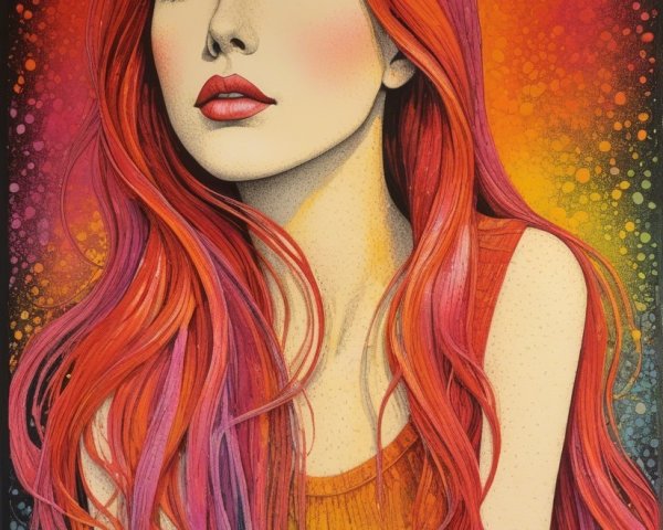 Vibrant Portrait of a Woman with Colorful Background