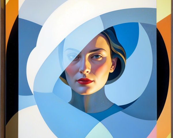 Stylized portrait of a woman with abstract shapes