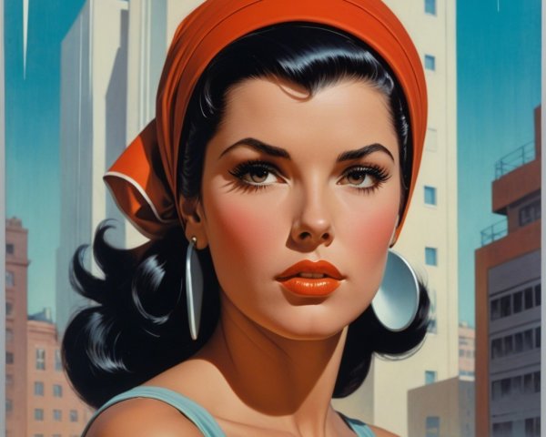 Portrait of a Woman with Elegant Hair and Urban Background