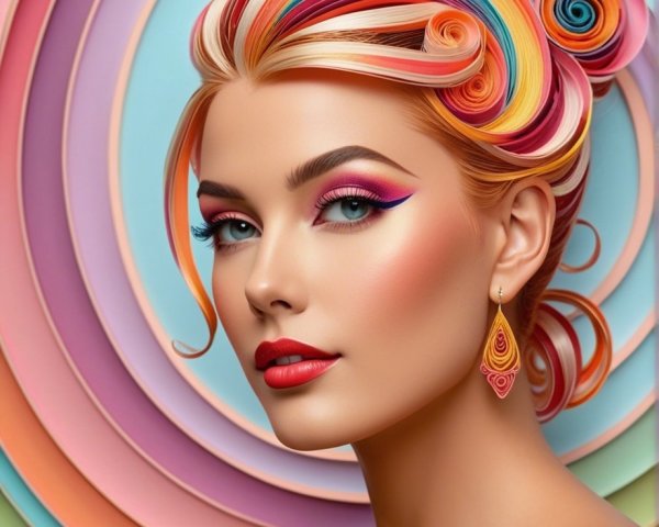 Vibrant Look with Colorful Hair and Bold Makeup