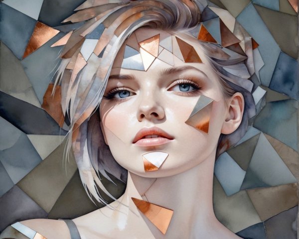 Portrait of a Young Woman with Geometric Features