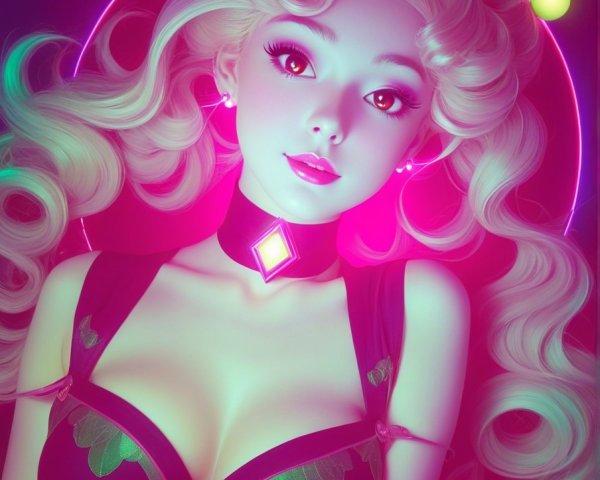 Anime Character with Pastel Hair and Halo Effects