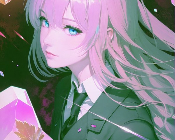 Digital Portrait of Anime Girl with Pink Hair and Uniform
