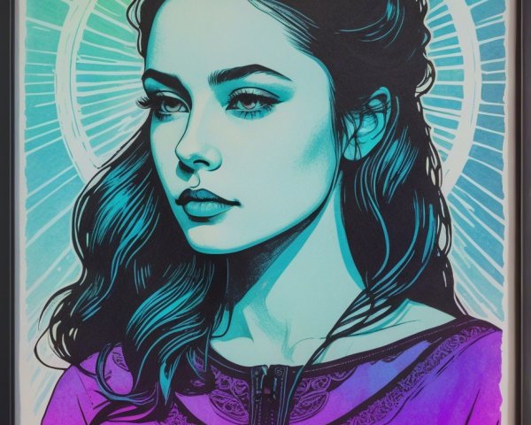 Portrait of a Young Woman with Vibrant Colors
