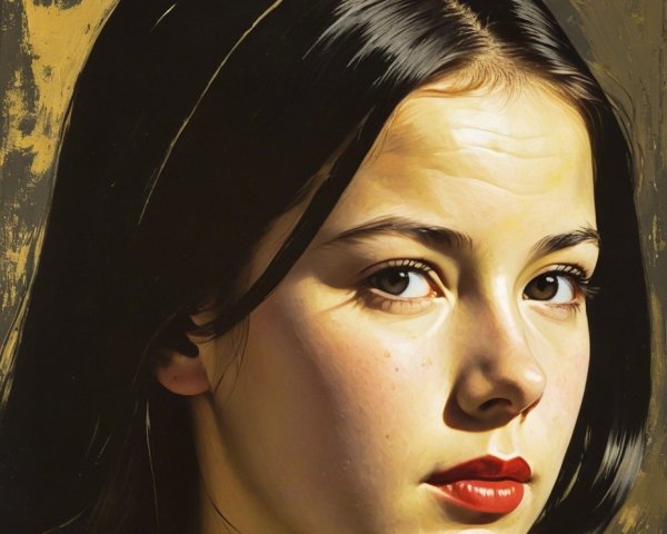 Portrait of a Young Woman with Vibrant Features
