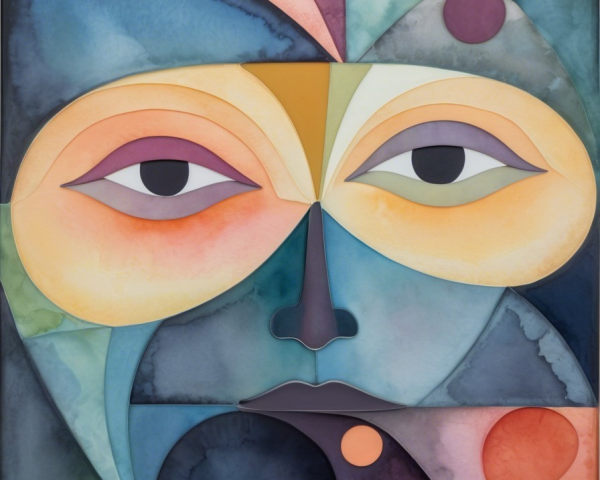 Abstract Portrait with Geometric Shapes and Colors
