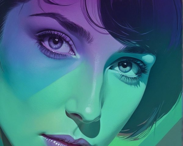 Portrait of a woman with vibrant colors and geometric shapes