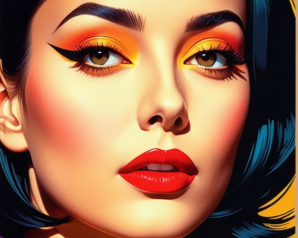 Portrait of a Young Woman with Bold Makeup and Colors