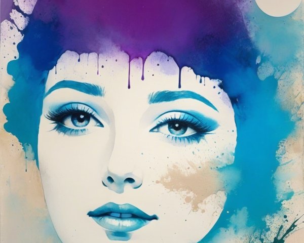 Stylized Portrait of a Woman with Abstract Background
