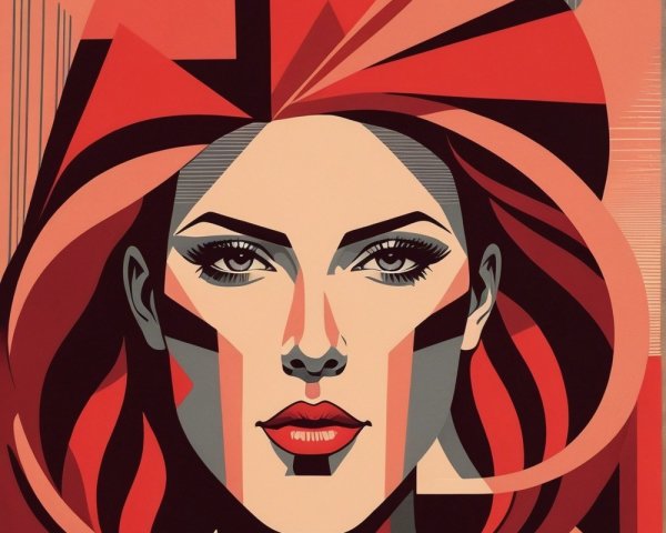 Futuristic Illustration of a Woman with Geometric Hair