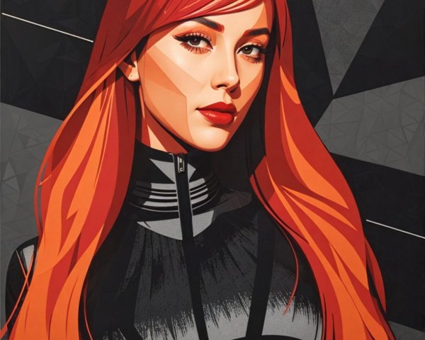 Illustration of a Confident Woman with Red Hair