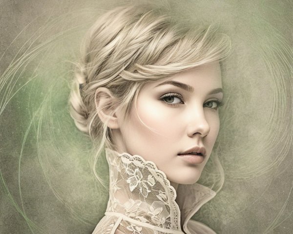 Ethereal Portrait of a Young Woman with Lace Garment