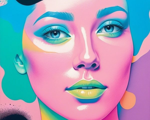Vibrant Abstract Portrait of a Woman with Colorful Features