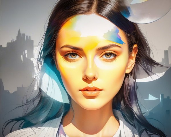 Portrait of a Young Woman with Abstract Background