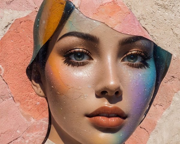 Vibrant Portrait of a Woman with Surreal Texture