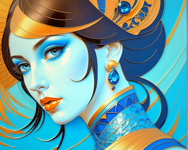 Portrait of a Woman with Elegant Hairstyle and Colors