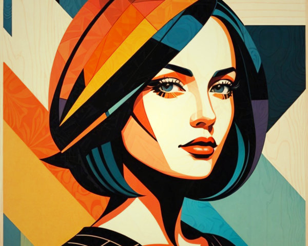Stylized Portrait of a Woman with Bold Colors