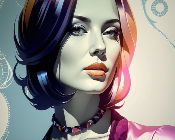 Stylized portrait of a woman with vibrant colors
