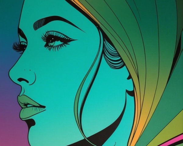 Stylized Female Profile with Bold Colors and Contrast