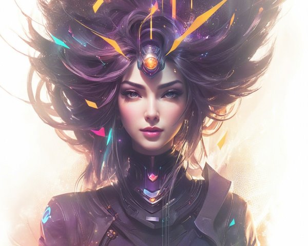 Close-Up of a Young Female Warrior in Dark Armor