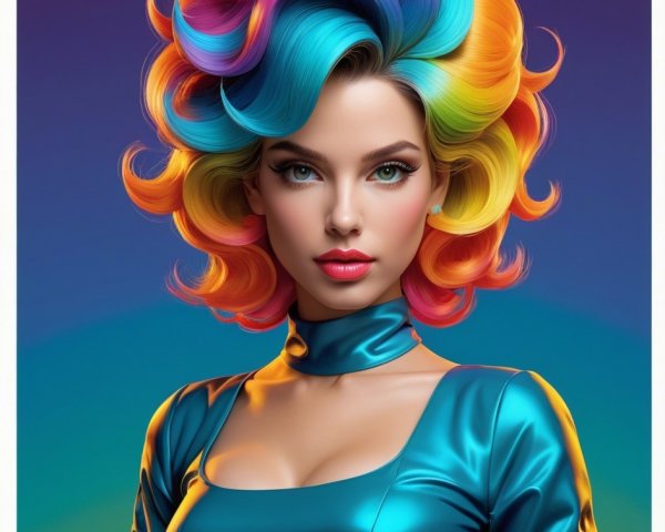 Portrait of a woman with vibrant multi-colored hair