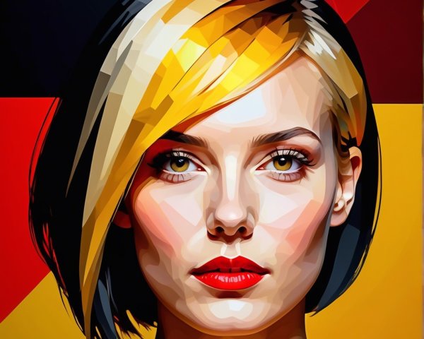 Geometric Portrait of a Woman in Vibrant Colors