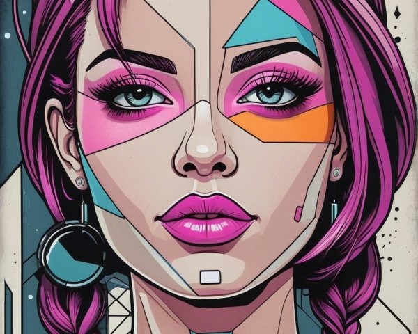 Stylized portrait of a woman with vibrant colors