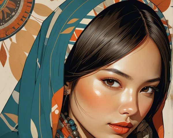 Portrait of a Young Woman in Vibrant Headscarf