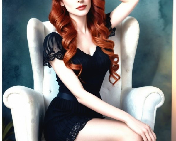 Portrait of a Woman with Red Hair in Elegant Setting