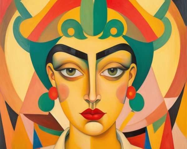 Vibrant Abstract Portrait of a Woman with Bold Colors