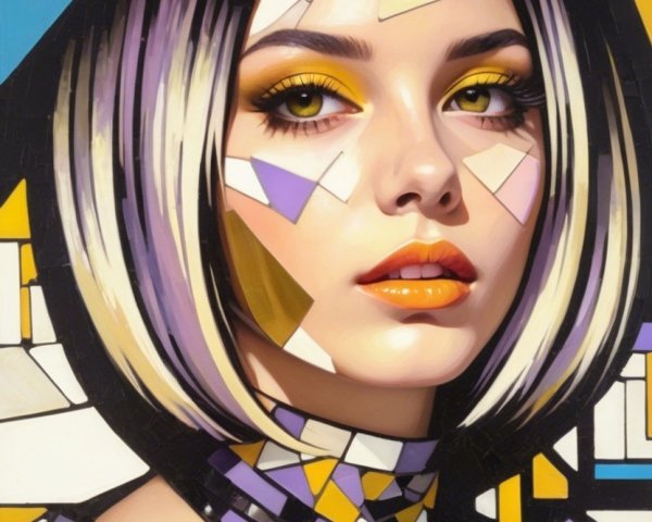Abstract Portrait of Young Woman with Bold Colors