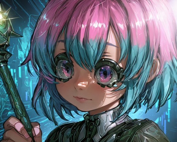 Close-Up Portrait of a Futuristic Anime Character