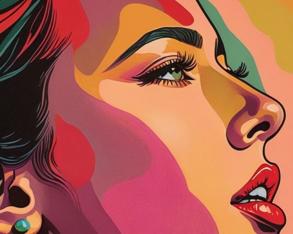 Stylized Profile of a Woman in Bold Colors