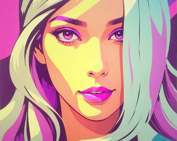 Pop Art Portrait of a Woman with Vibrant Colors