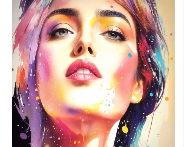 Vibrant portrait of a young woman with colorful background