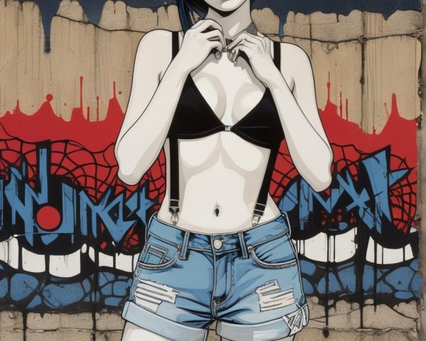 Urban Artwork of Confident Woman in Graffiti Setting
