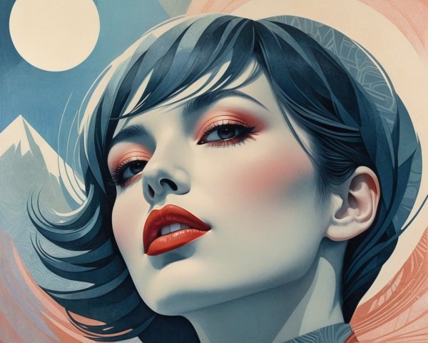 Close-up Pop Art Digital Painting of a Woman