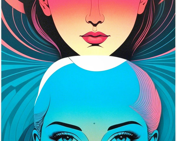 Stylized Female Faces in Warm and Cool Tones