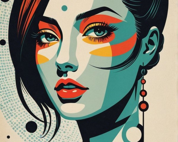 Vibrant Pop-Art Style Portrait of a Woman with Bold Colors