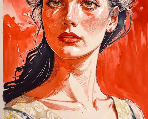 Portrait of a Young Woman with Elegant Attire