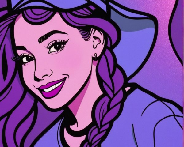 Stylized Illustration of a Young Woman in Vibrant Colors