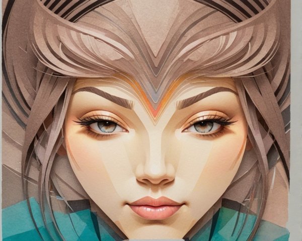 Abstract Portrait of a Woman with Symmetrical Features