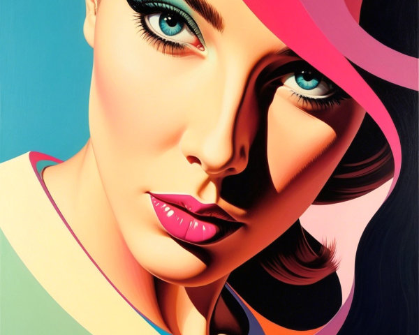 Stylized portrait of a woman with bold makeup